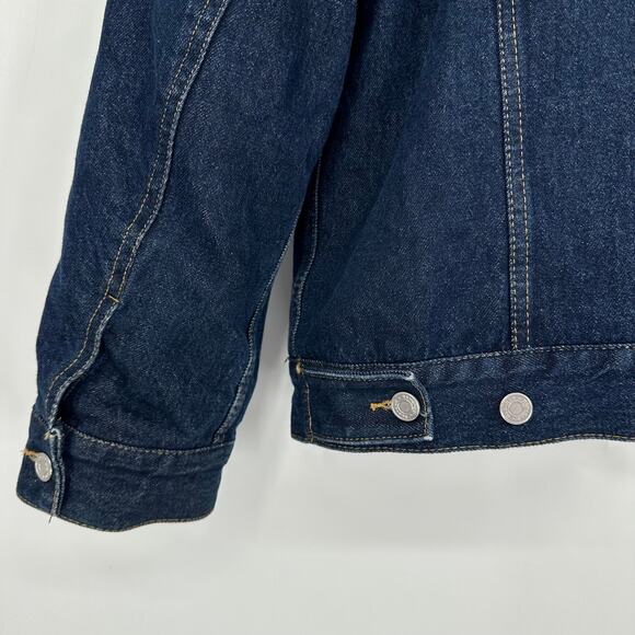 H&M Insulated Sherpa Collar Denim Trucker Puffer Jacket Jean Jacket, Blue - Picture 10 of 14